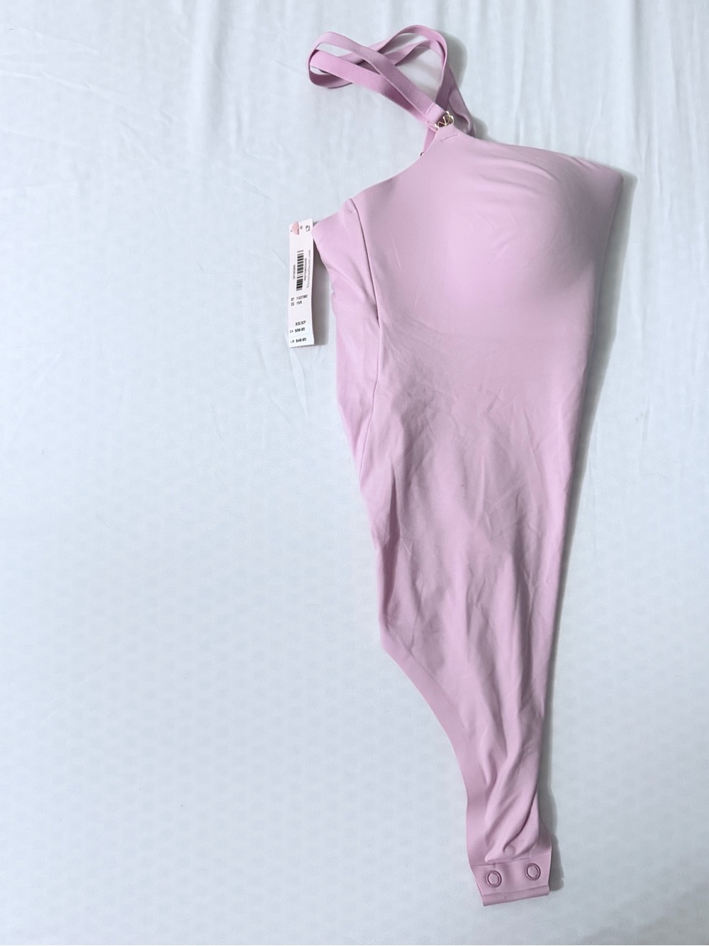 Balconette bra top bodysuit with semi sweetheart neckline in baby pink